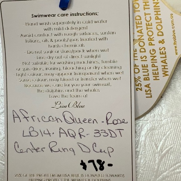 Lisa Blue AFRICAN QUEEN bikini top-Rose (#53) - Picture 3 of 7